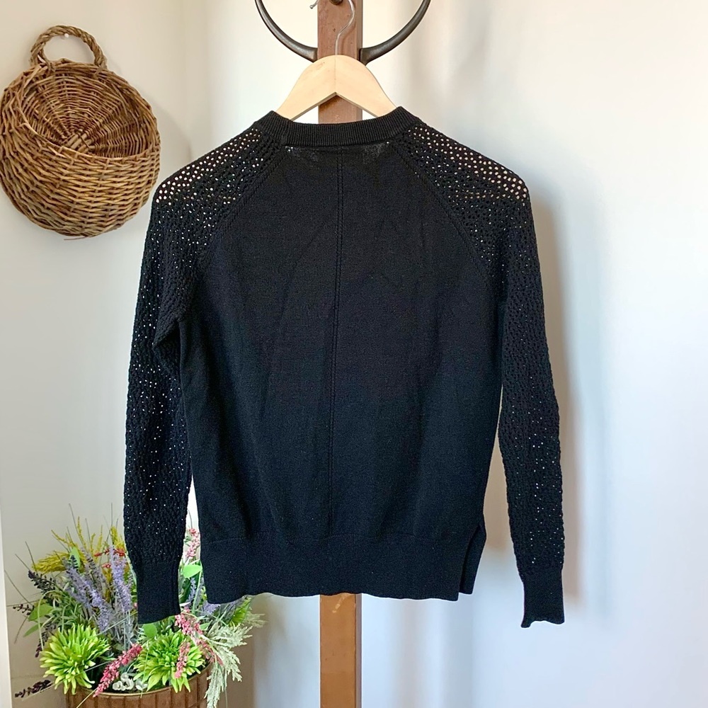 Aritzia Wilfred Free Italian Knit Sweater Perforated Shoulders black XS XXS - Picture 11 of 16